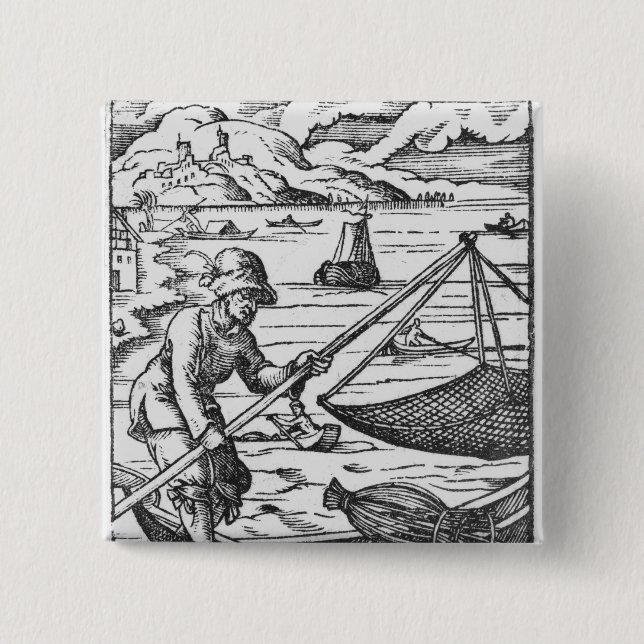 Badge Carré 5 Cm Le pêcheur (Devant)