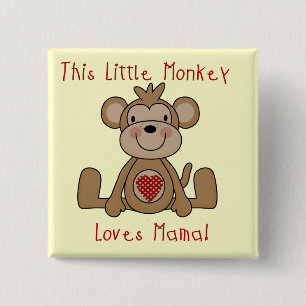 Badge Carré 5 Cm Le petit singe aime la maman T-shirts et cadeaux