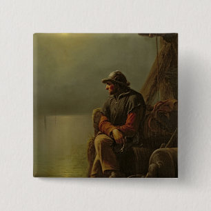 Badge Carré 5 Cm Le pilote exerce la surveillance, 1851