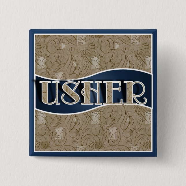 Badge Carré 5 Cm Le Pin/bouton d'Usher (Devant)