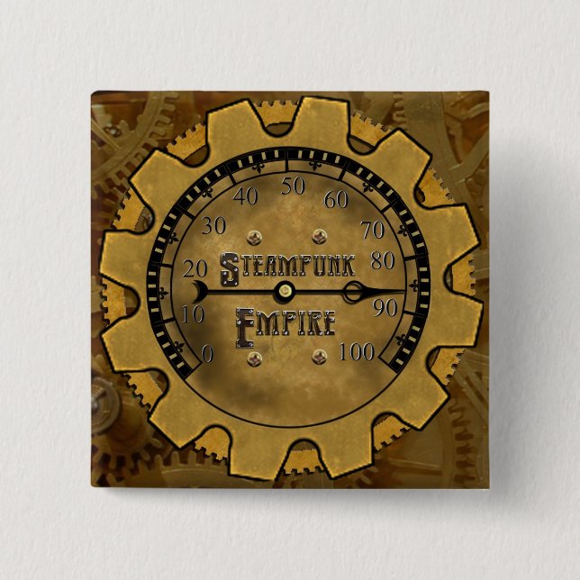 Badge Carré 5 Cm Le Pin d'empire de Steampunk (Devant)