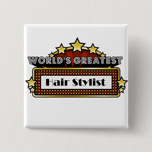 Badge Carré 5 Cm Le plus grand coiffeur du monde (Devant)