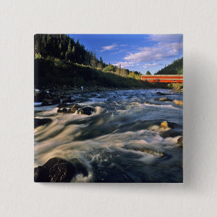 Badge Carré 5 Cm Le pont couvert le plus long de l'Oregon à