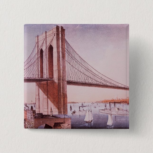 Badge Carré 5 Cm Le pont de Brooklyn (Devant)