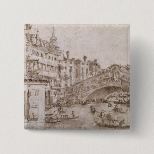 Badge Carré 5 Cm Le pont de Rialto, Venise