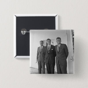 Badge Carré 5 Cm Le président John Kennedy et les frères American C