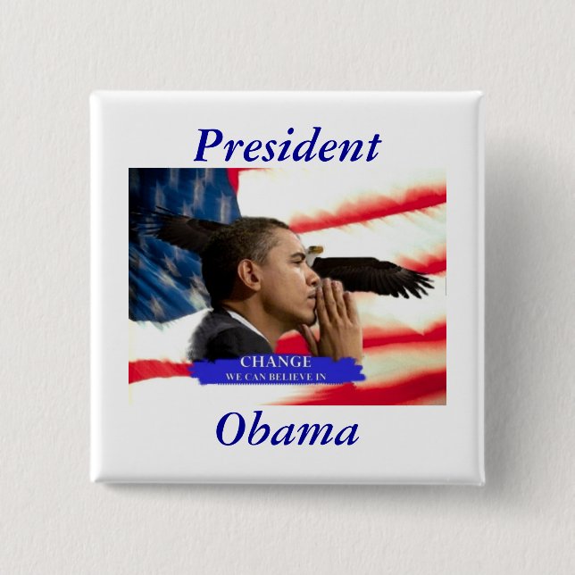 Badge Carré 5 Cm Le Président Obama (Devant)