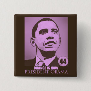 Badge Carré 5 Cm Le Président Obama, changement est maintenant