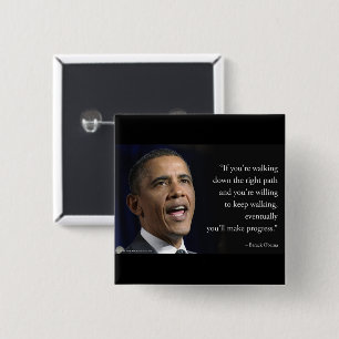 Badge Carré 5 Cm Le président Obama et la citation "Faire des progr