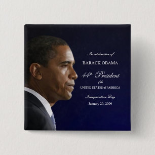 Badge Carré 5 Cm Le Président Obama Inauguration Celebration Button