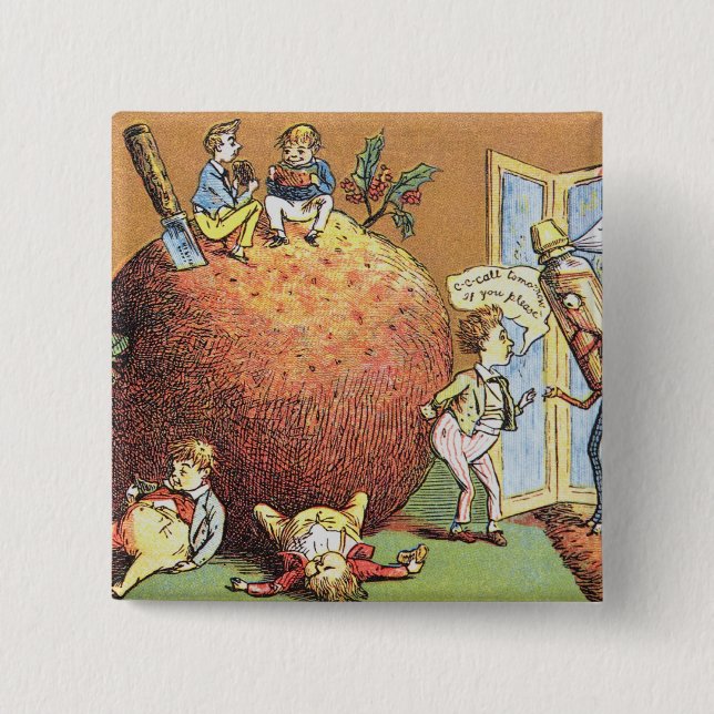 Badge Carré 5 Cm Le pudding de Noël (Devant)