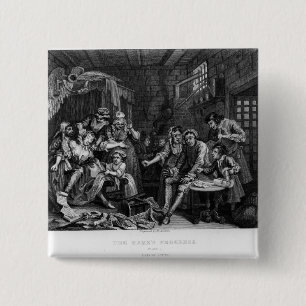 Badge Carré 5 Cm Le râteau en prison, plat VII