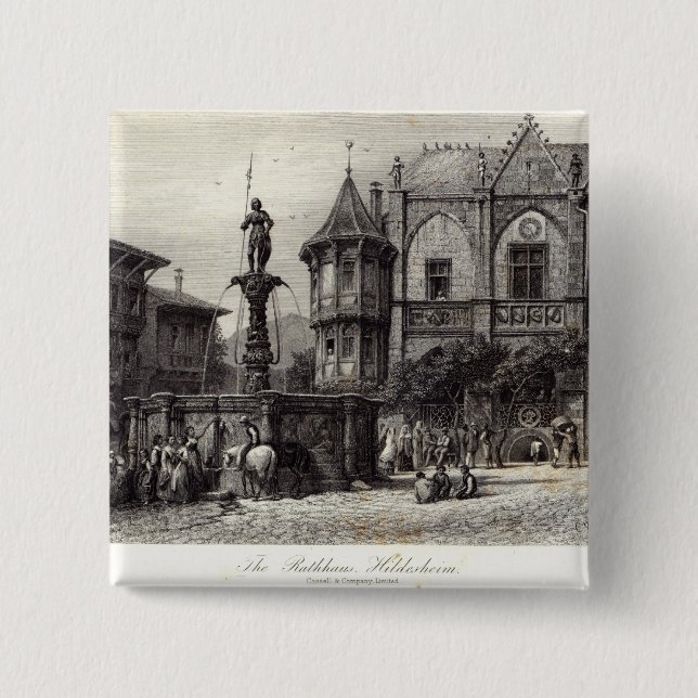 Badge Carré 5 Cm Le Rathhaus, Hildesheim (Devant)