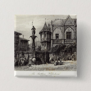Badge Carré 5 Cm Le Rathhaus, Hildesheim