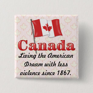 Badge Carré 5 Cm Le rêve canadien