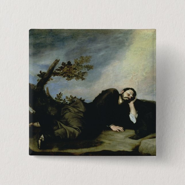 Badge Carré 5 Cm Le rêve de Jacob, 1639 (Devant)