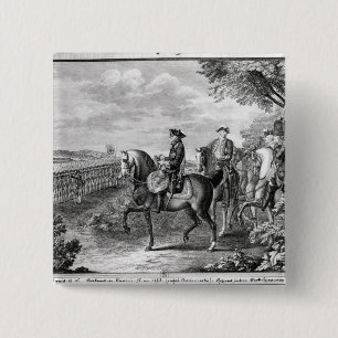 Badge Carré 5 Cm Le Roi Frederick II de la Prusse passant en revue