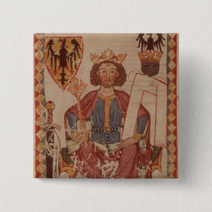 Badge Carré 5 Cm Le Roi Henry, illustration du Manasse