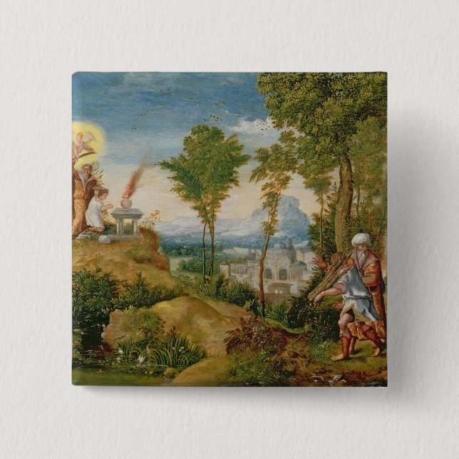 Badge Carré 5 Cm Le sacrifice d'Isaac (Devant)