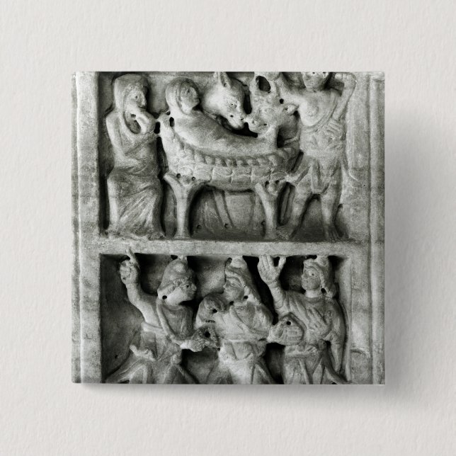 Badge Carré 5 Cm Le sarcophage de la nativité (Devant)