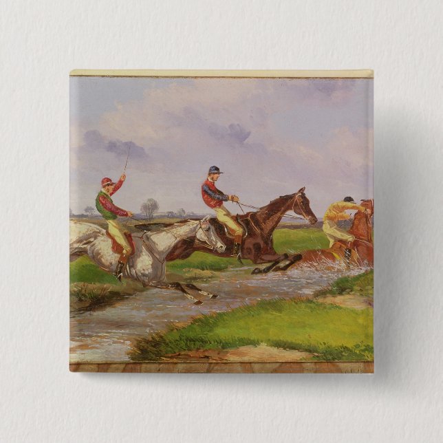 Badge Carré 5 Cm Le saut d'eau : la course d'obstacles d'automne (Devant)