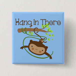 Badge Carré 5 Cm Le singe accroche là