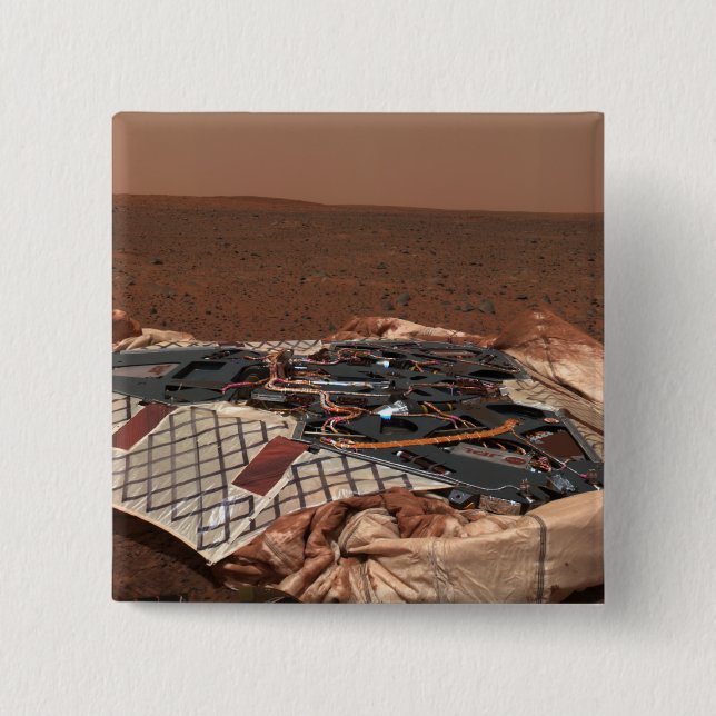 Badge Carré 5 Cm Le site d'atterrissage du rover (Devant)