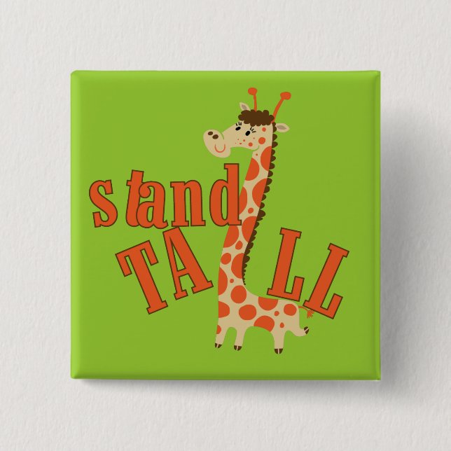 Badge Carré 5 Cm Le socle de girafe est grand (Devant)