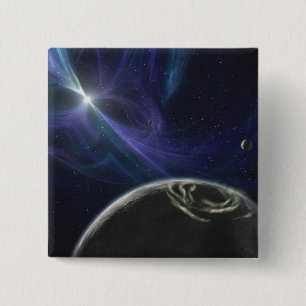 Badge Carré 5 Cm Le système de planète de pulsar