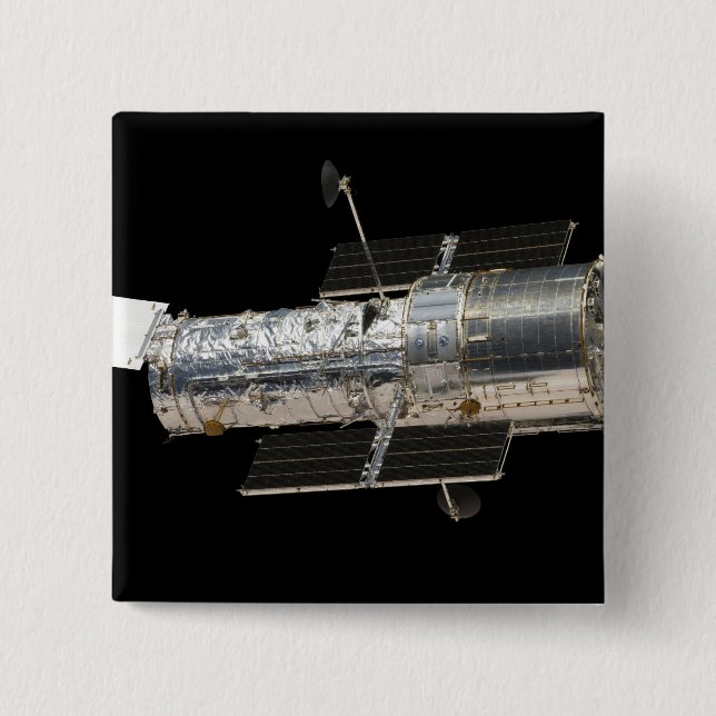 Badge Carré 5 Cm Le télescope spatial Hubble (Devant)