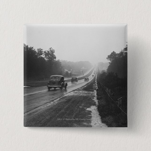 Badge Carré 5 Cm Le trafic sur la route (Devant)