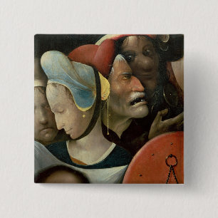Badge Carré 5 Cm Le transport de la croix montrant trois visages