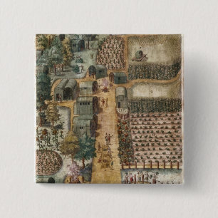 Badge Carré 5 Cm Le village indien de Secoton, c.1570-80