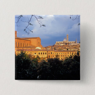 Badge Carré 5 Cm Le village toscan de Sienna, Italie.