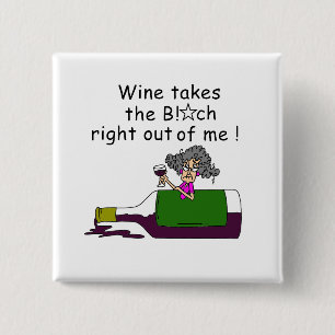 Badge Carré 5 Cm Le Vin M'A Mélangé