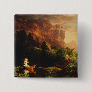 Badge Carré 5 Cm Le Voyage de la vie Enfance par Thomas Cole