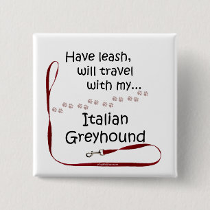 Badge Carré 5 Cm Leash de voyage Greyhound italien - Bouton
