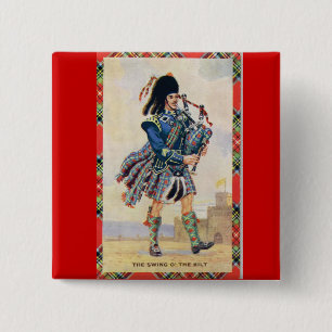Badge Carré 5 Cm L'Ecosse vintage, suivent les cornemuses