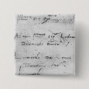 Badge Carré 5 Cm L'écriture de Leonardo da Vinci