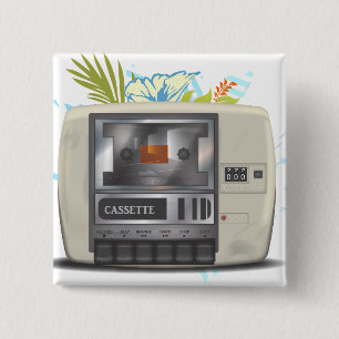 Badge Carré 5 Cm Lecteur de cassette