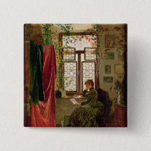 Badge Carré 5 Cm Lecture de la lettre