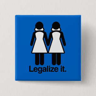 BADGE CARRÉ 5 CM LÉGALISEZ LES MARIAGES LESBIENS