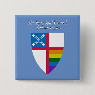 Badge Carré 5 Cm L'Eglise épiscopale vous accueille fière de la pea