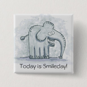 Badge Carré 5 Cm L'éléphant de motivation drôle est aujourd'hui