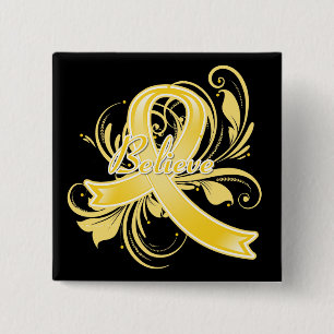 Badge Carré 5 Cm L'endométriose croient le ruban de Flourish