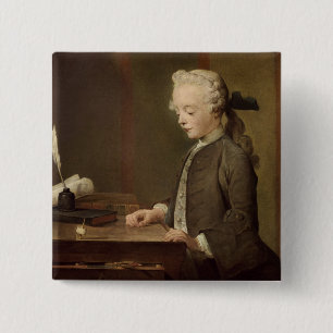 Badge Carré 5 Cm L'enfant avec un Teetotum