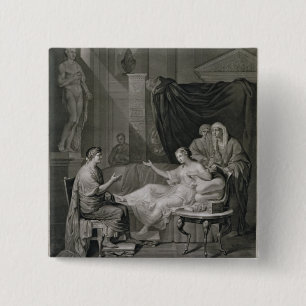 Badge Carré 5 Cm L'entrevue d'Augustus et de Cléopâtre, gravée