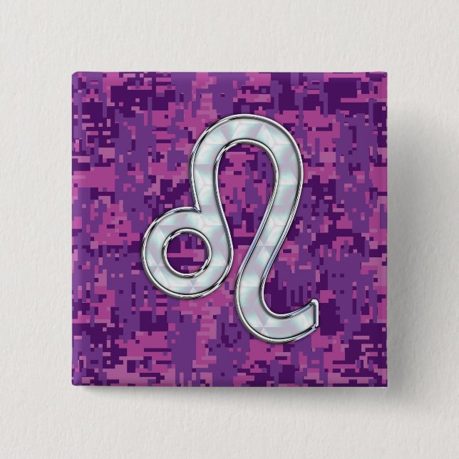 Badge Carré 5 Cm Léo Connexion Girl rose Fuchsia Camo numérique (Devant)