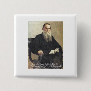 Badge Carré 5 Cm Léo Tolstoï "La guerre est injuste" Citations de s