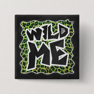 Badge Carré 5 Cm Léopard noir et vert